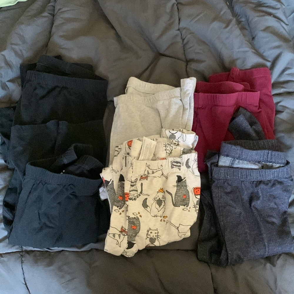 6 pairs of girls’ leggings size 14, Cat & Jack and Carter’s